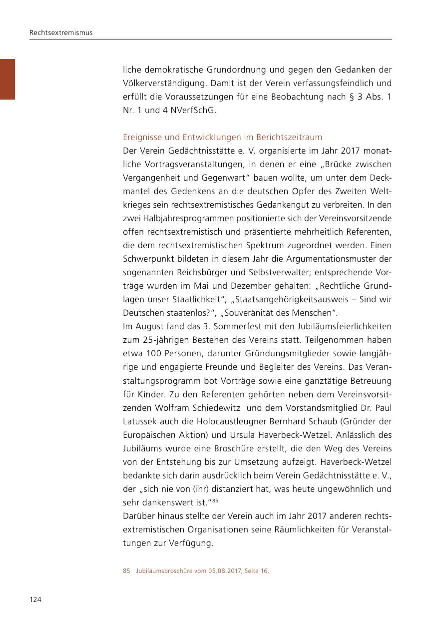Seite 126 des Verfassungsschutzbericht 2017 Niedersachsen
