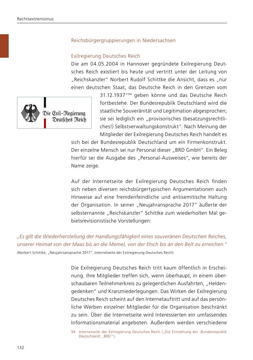 Seite 134 des Verfassungsschutzbericht 2017 Niedersachsen