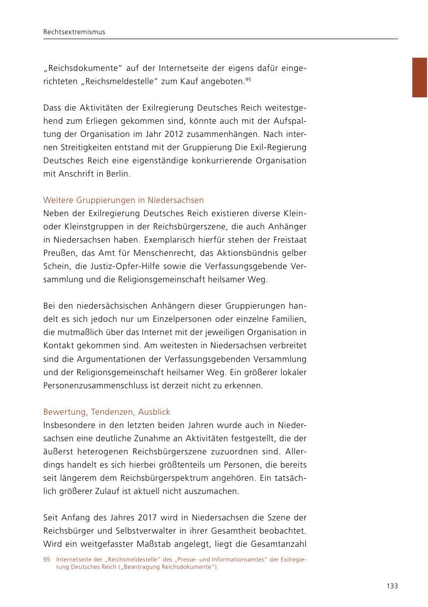 Seite 135 des Verfassungsschutzbericht 2017 Niedersachsen