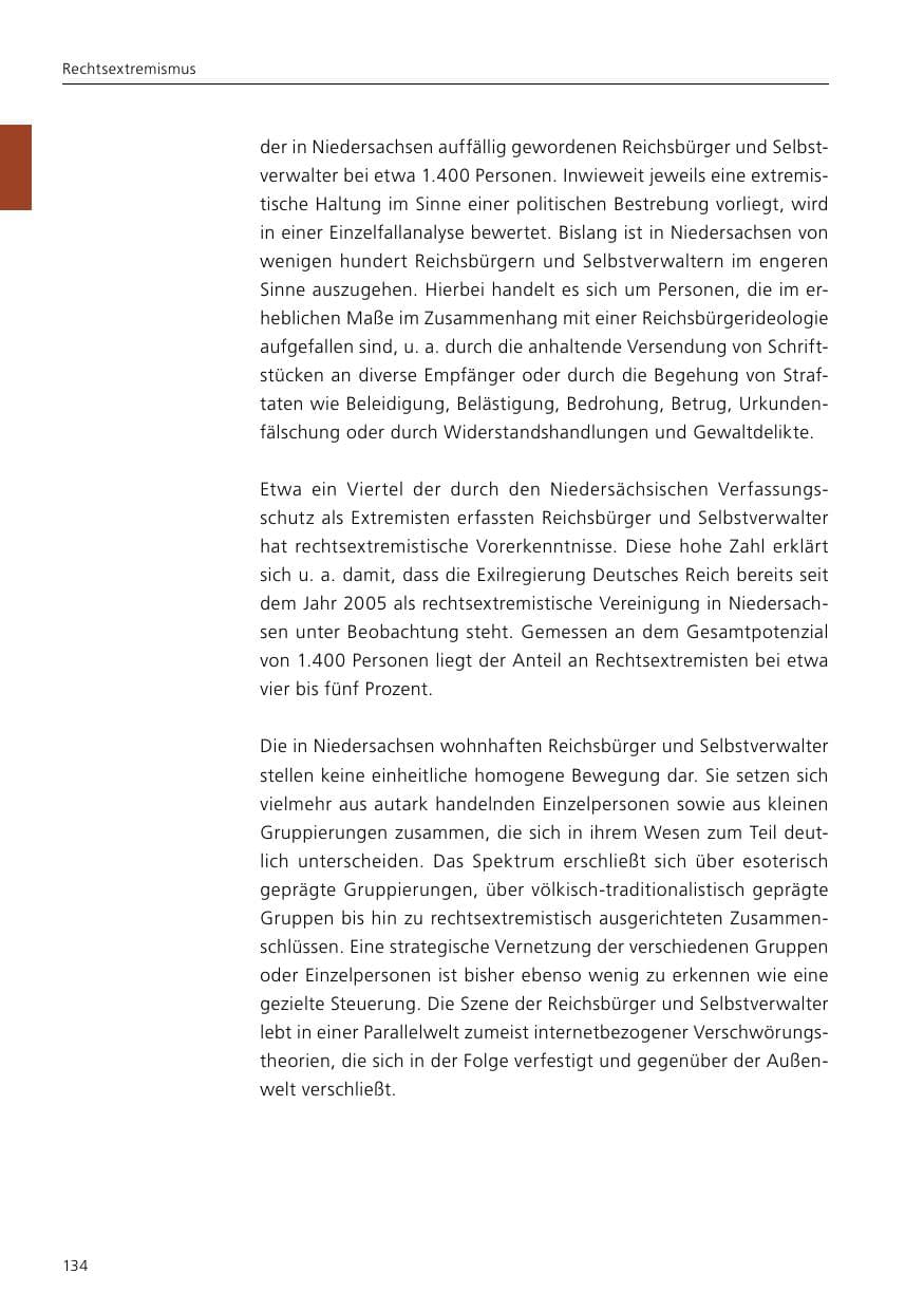 Seite 136 des Verfassungsschutzbericht 2017 Niedersachsen