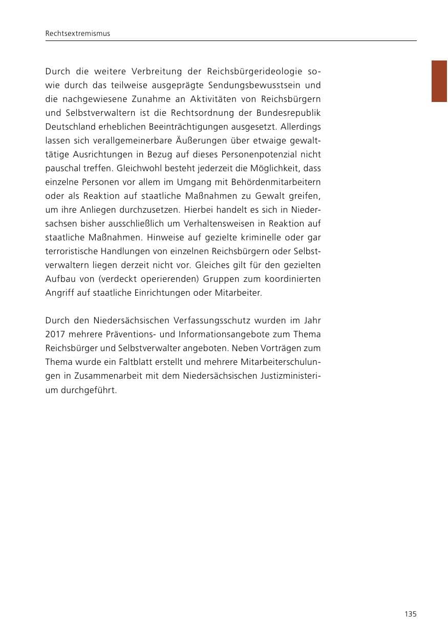 Seite 137 des Verfassungsschutzbericht 2017 Niedersachsen
