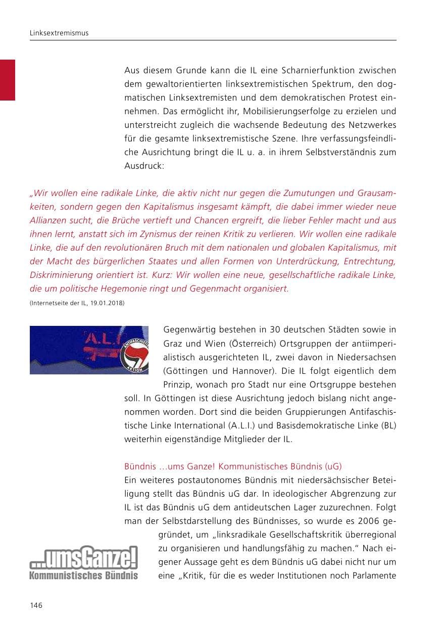 Seite 148 des Verfassungsschutzbericht 2017 Niedersachsen