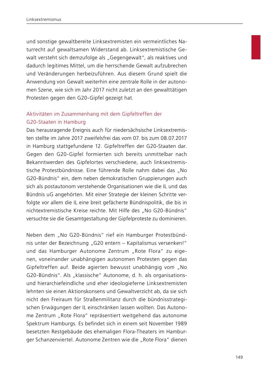 Seite 151 des Verfassungsschutzbericht 2017 Niedersachsen