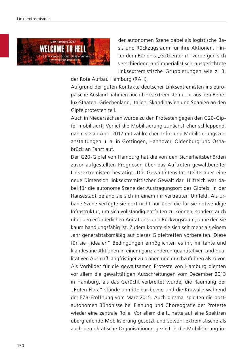 Seite 152 des Verfassungsschutzbericht 2017 Niedersachsen