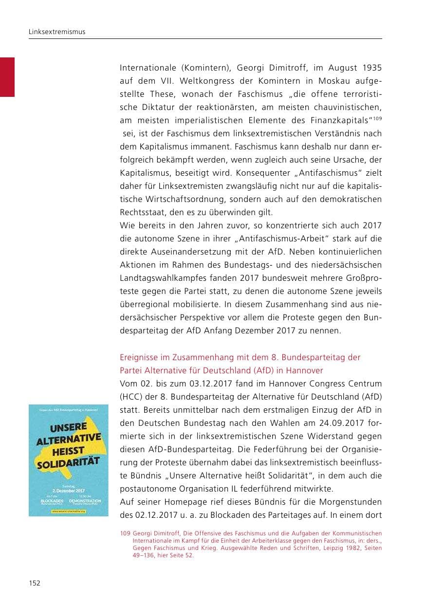 Seite 154 des Verfassungsschutzbericht 2017 Niedersachsen