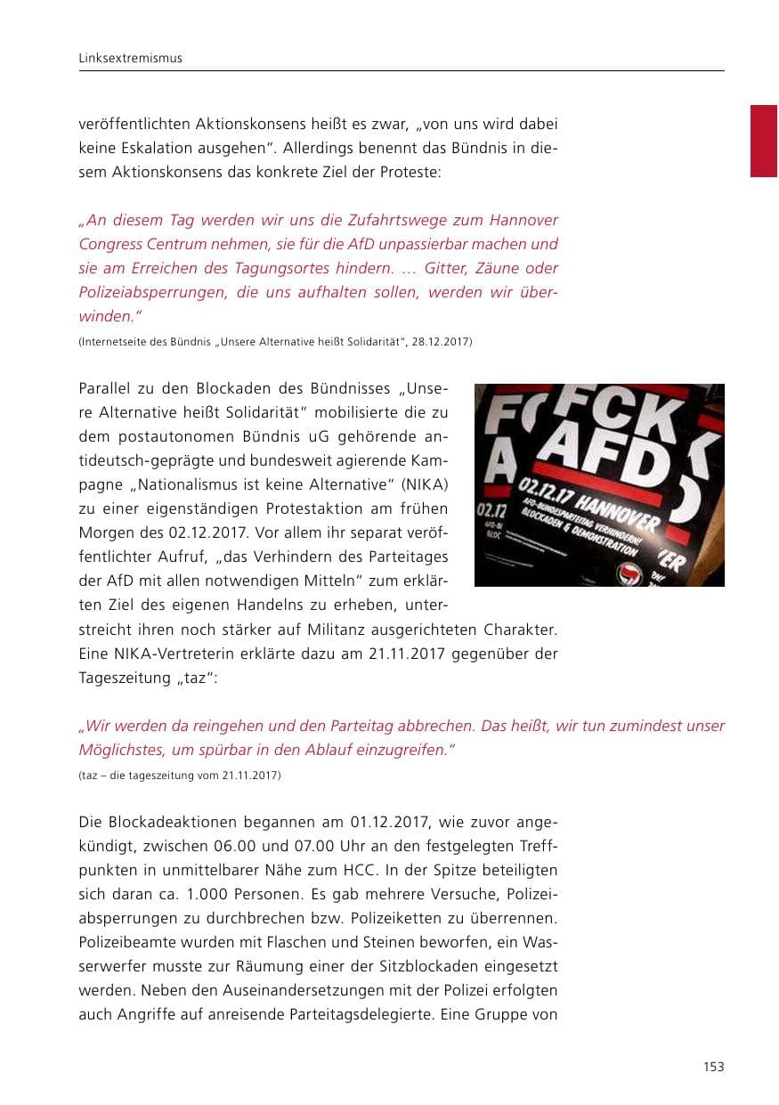 Seite 155 des Verfassungsschutzbericht 2017 Niedersachsen