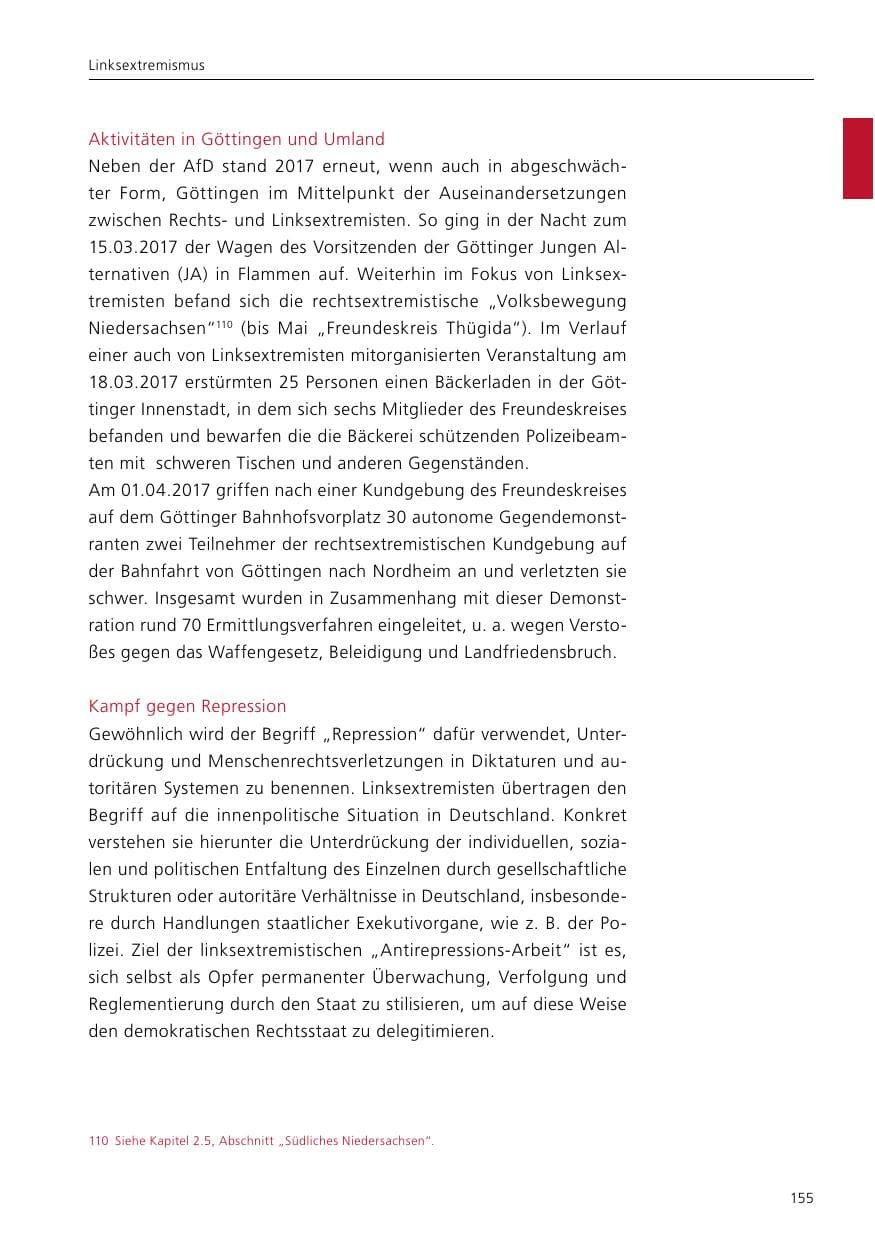 Seite 157 des Verfassungsschutzbericht 2017 Niedersachsen