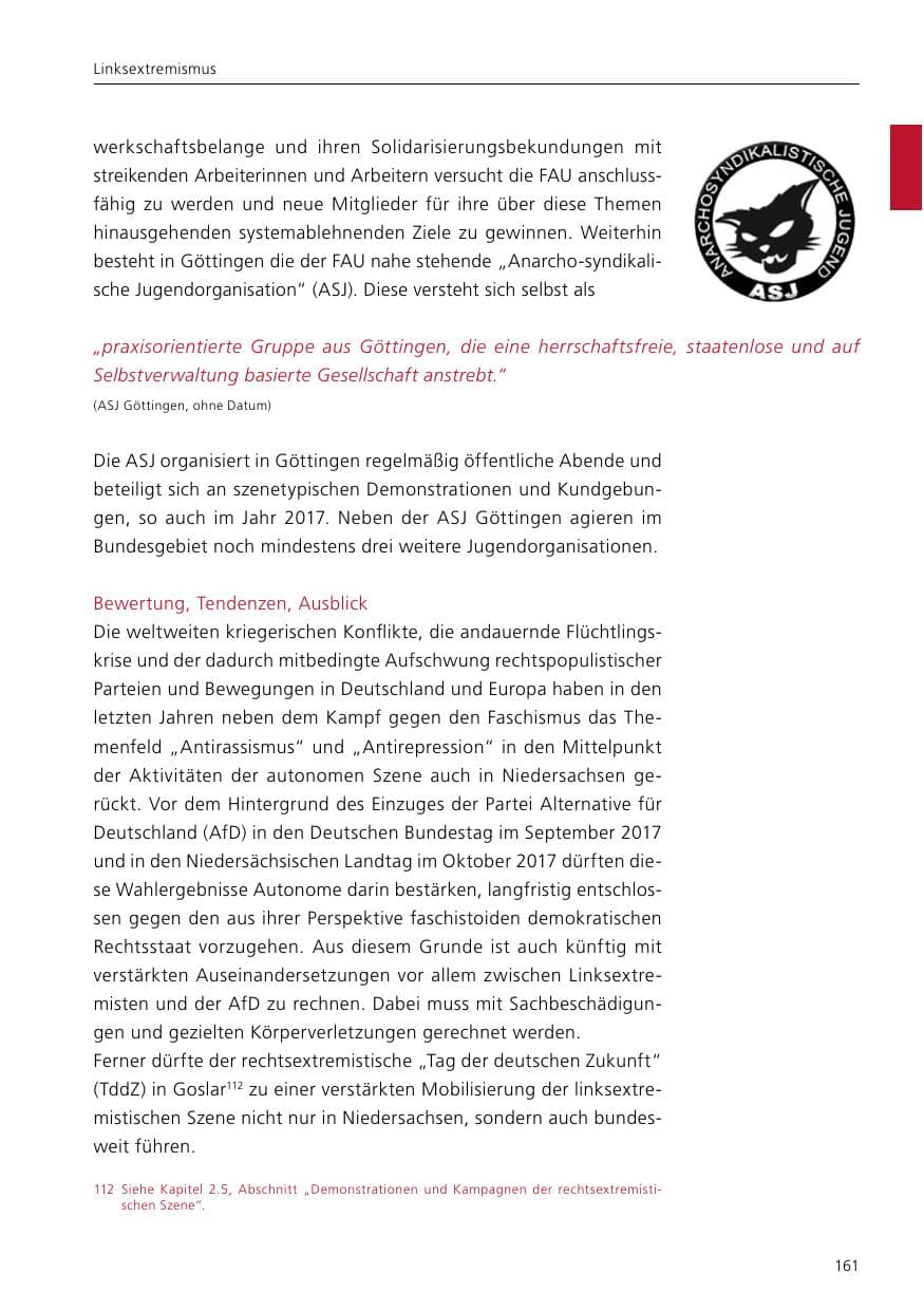 Seite 163 des Verfassungsschutzbericht 2017 Niedersachsen