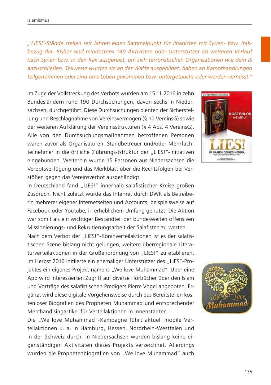 Seite 177 des Verfassungsschutzbericht 2017 Niedersachsen