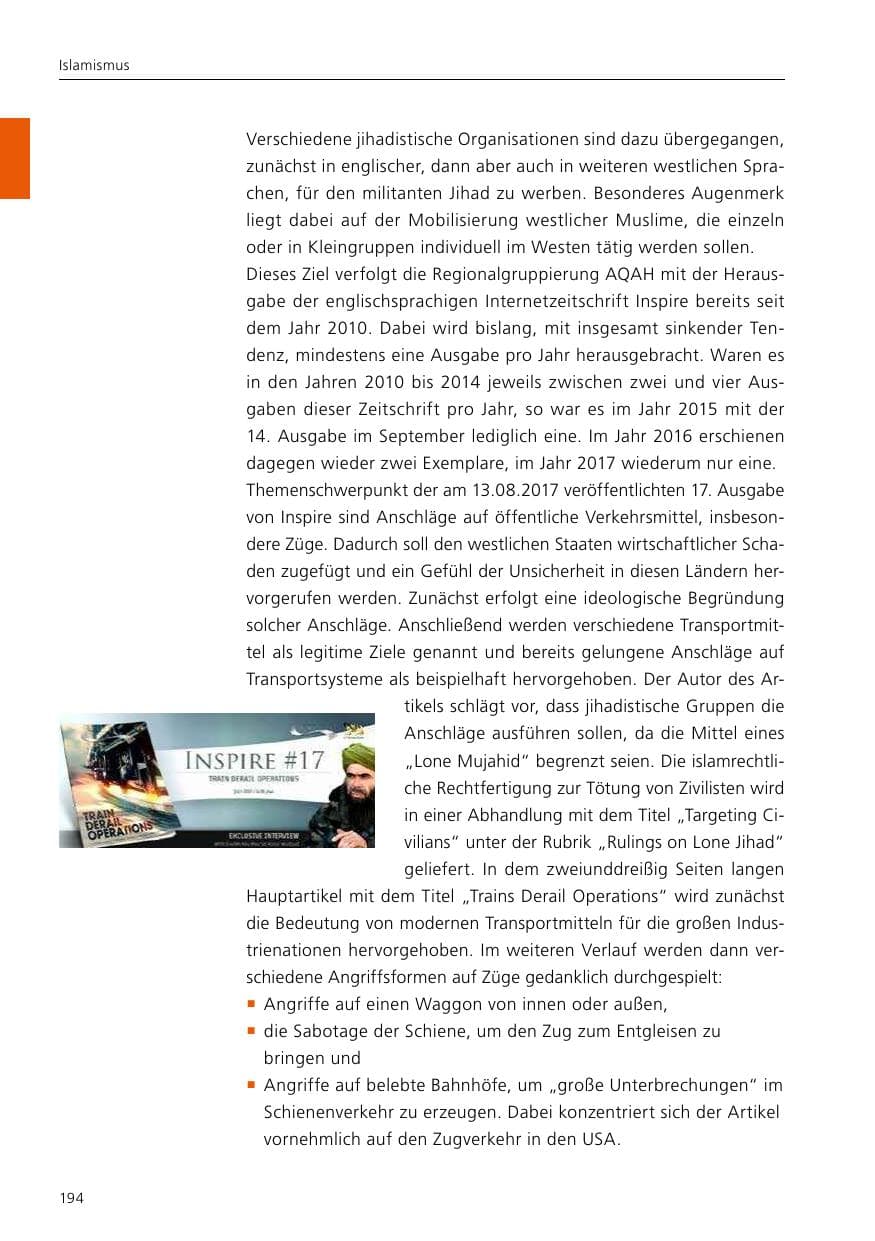 Seite 196 des Verfassungsschutzbericht 2017 Niedersachsen