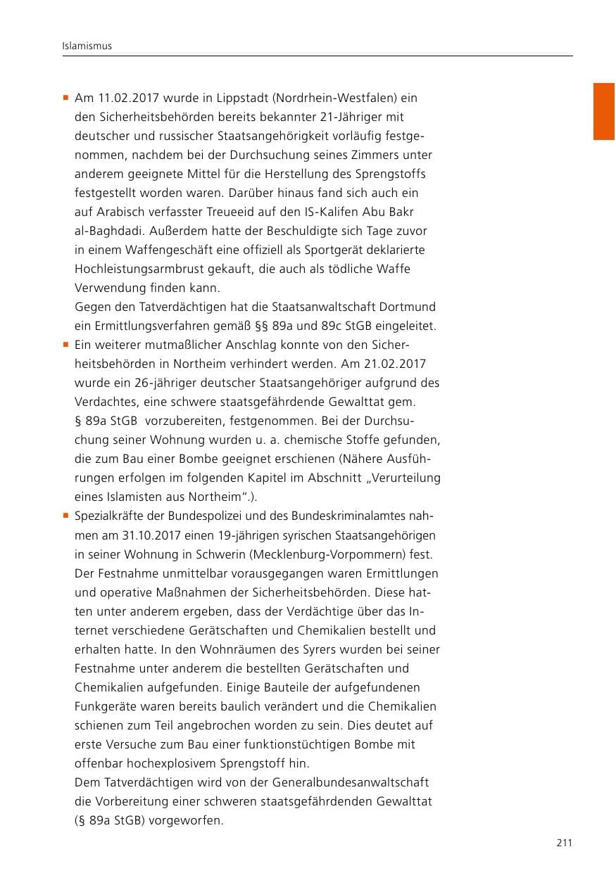 Seite 213 des Verfassungsschutzbericht 2017 Niedersachsen