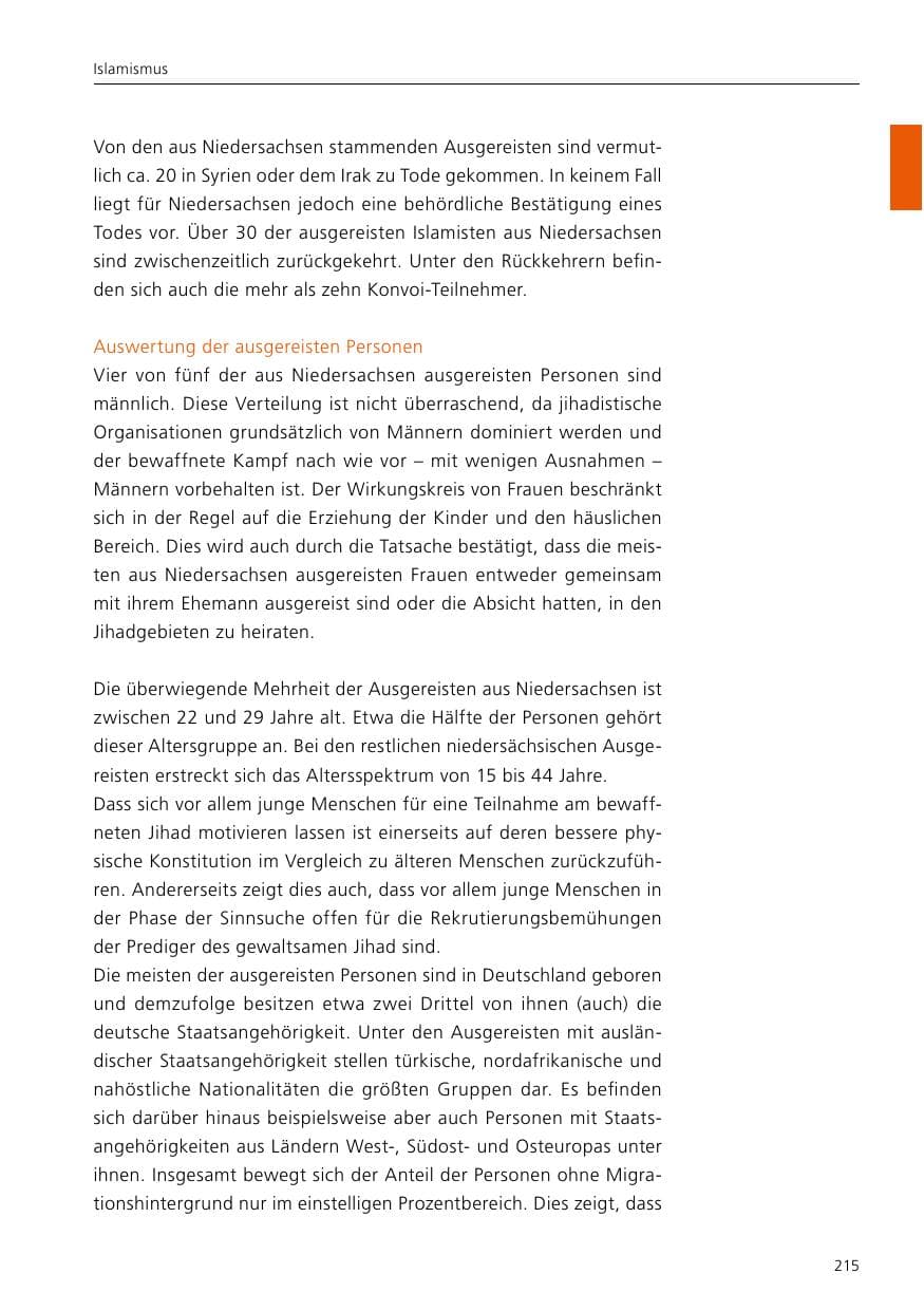 Seite 217 des Verfassungsschutzbericht 2017 Niedersachsen