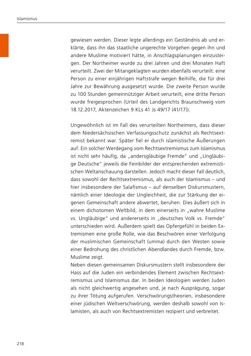 Seite 220 des Verfassungsschutzbericht 2017 Niedersachsen