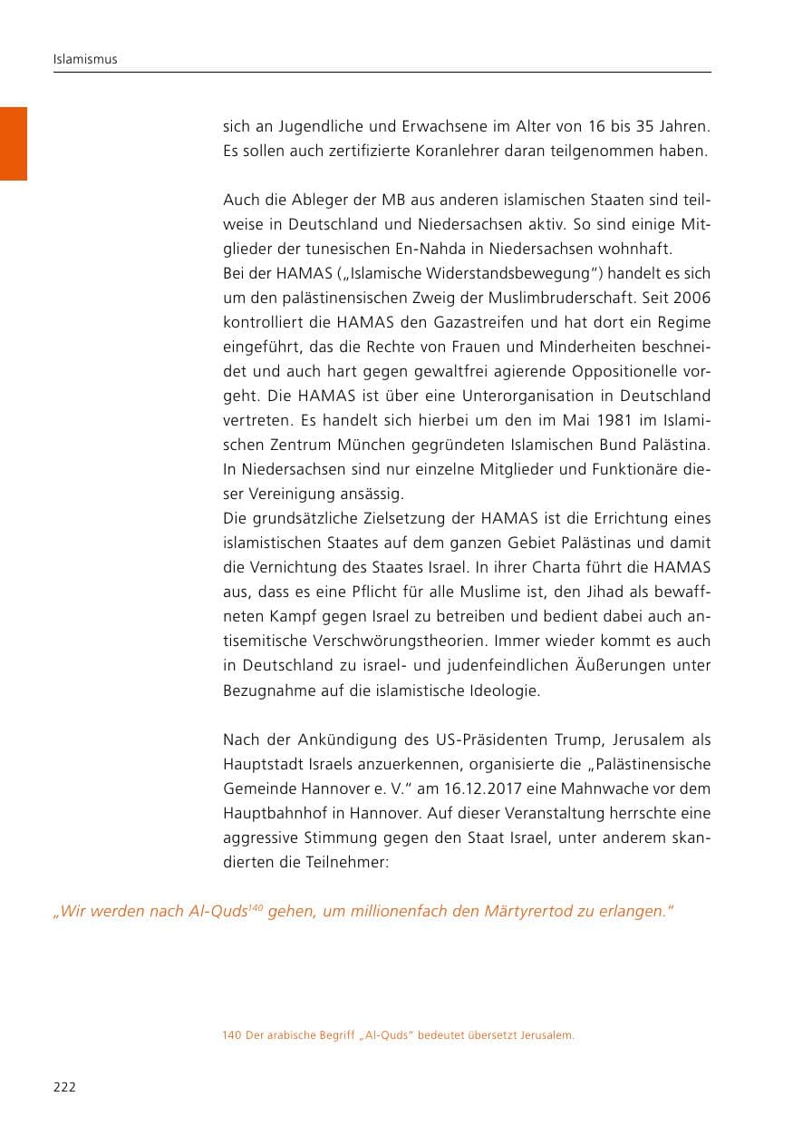Seite 224 des Verfassungsschutzbericht 2017 Niedersachsen