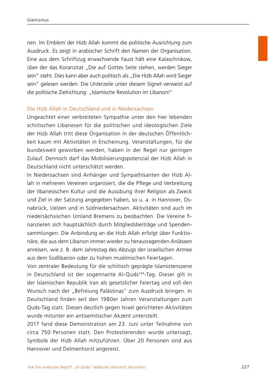 Seite 229 des Verfassungsschutzbericht 2017 Niedersachsen