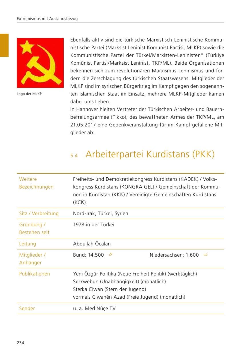 Seite 236 des Verfassungsschutzbericht 2017 Niedersachsen