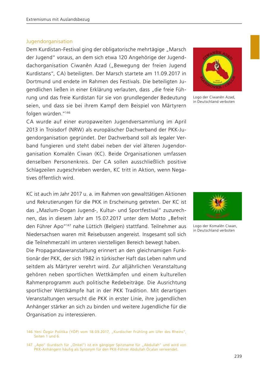 Seite 241 des Verfassungsschutzbericht 2017 Niedersachsen