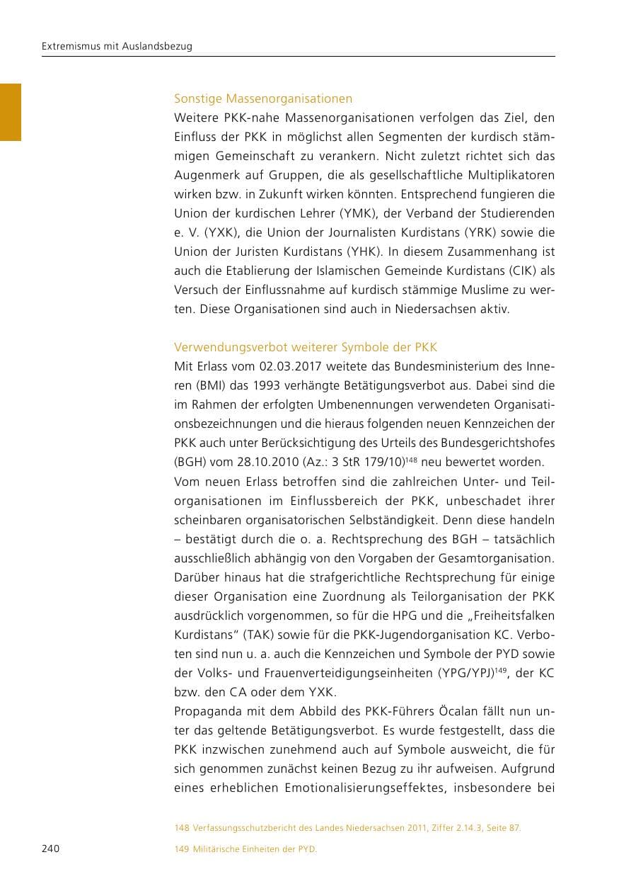 Seite 242 des Verfassungsschutzbericht 2017 Niedersachsen