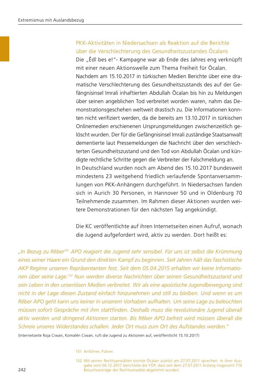 Seite 244 des Verfassungsschutzbericht 2017 Niedersachsen