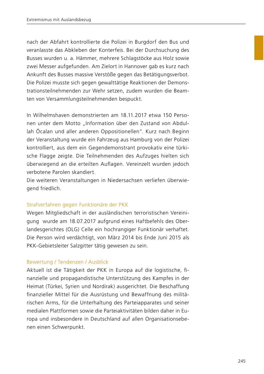 Seite 247 des Verfassungsschutzbericht 2017 Niedersachsen