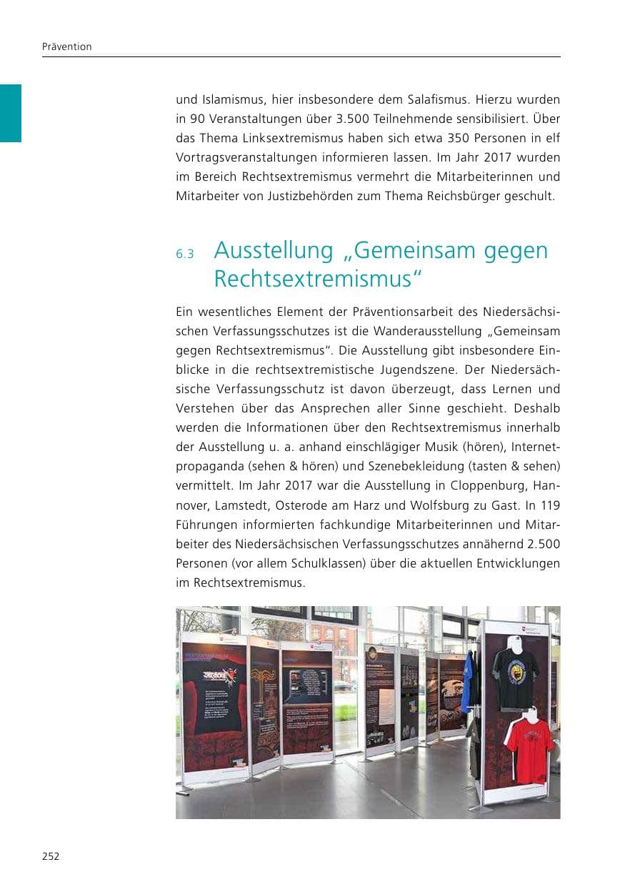Seite 254 des Verfassungsschutzbericht 2017 Niedersachsen