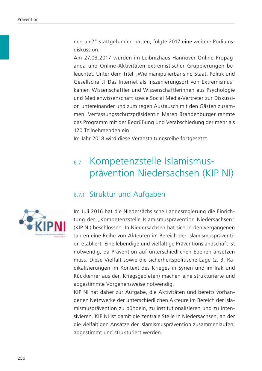 Seite 258 des Verfassungsschutzbericht 2017 Niedersachsen
