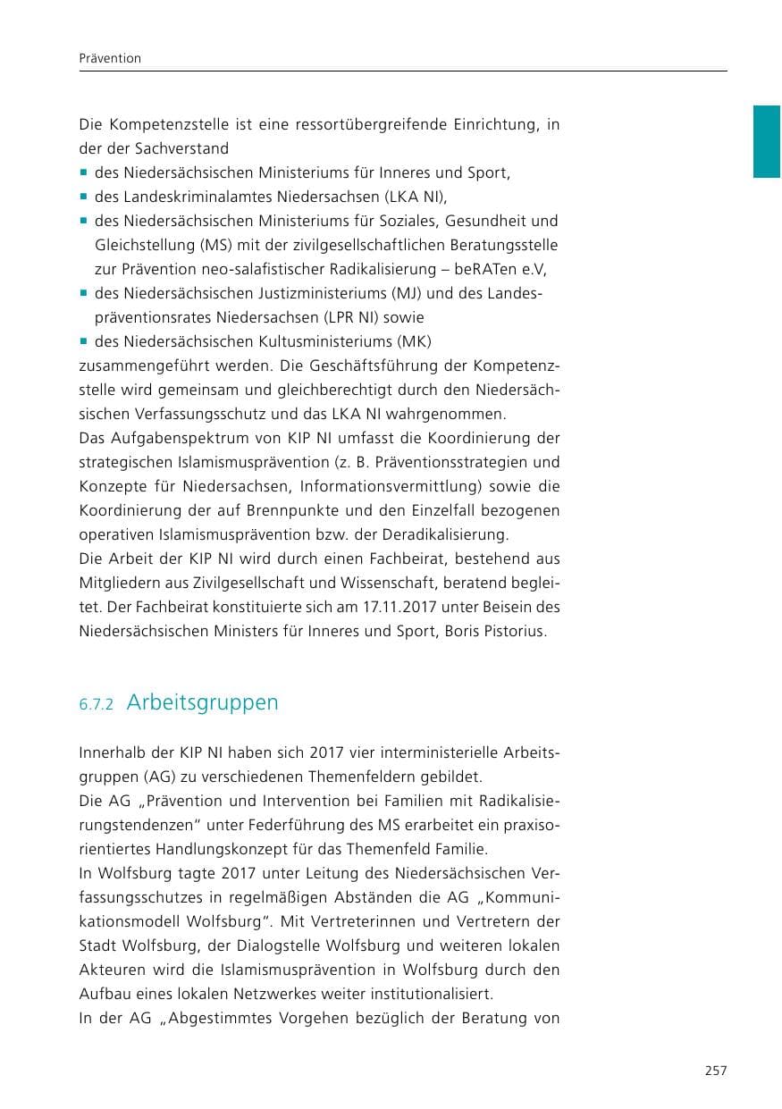 Seite 259 des Verfassungsschutzbericht 2017 Niedersachsen