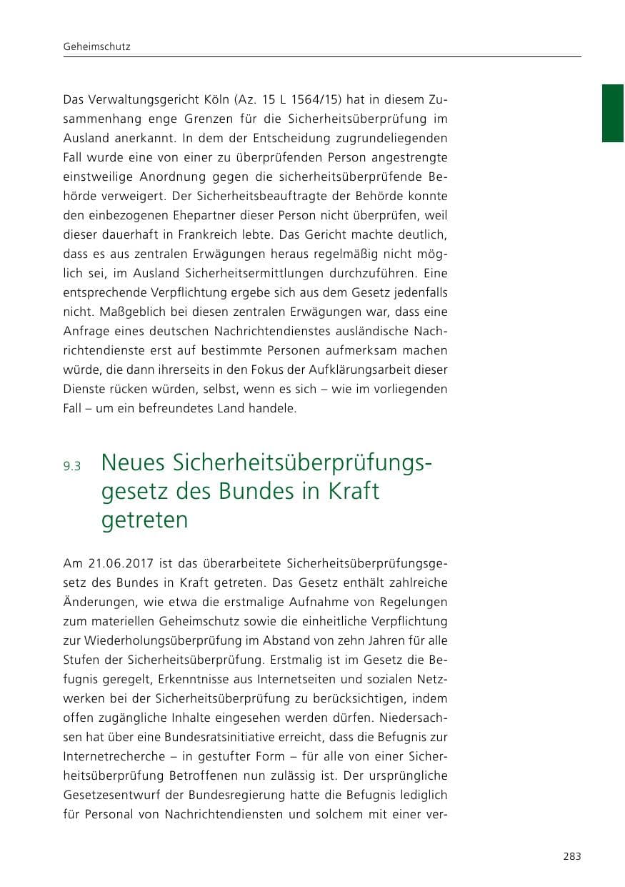 Seite 285 des Verfassungsschutzbericht 2017 Niedersachsen