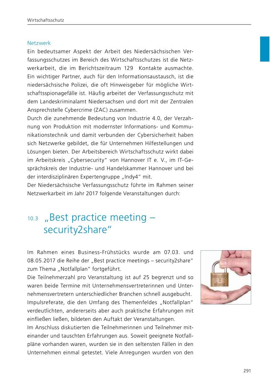 Seite 293 des Verfassungsschutzbericht 2017 Niedersachsen