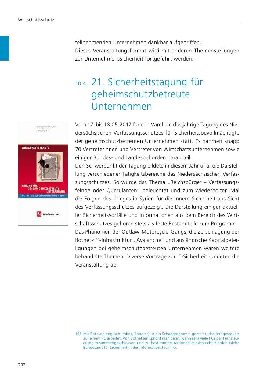 Seite 294 des Verfassungsschutzbericht 2017 Niedersachsen