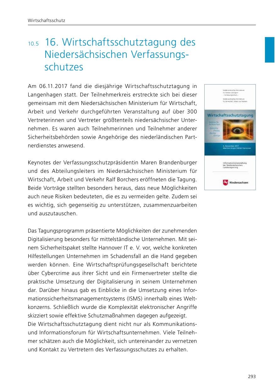 Seite 295 des Verfassungsschutzbericht 2017 Niedersachsen