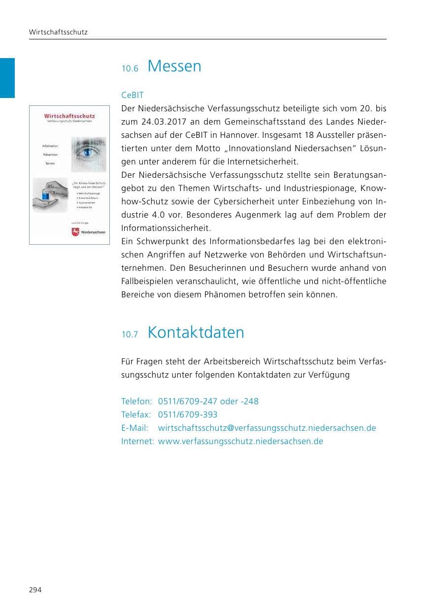 Seite 296 des Verfassungsschutzbericht 2017 Niedersachsen