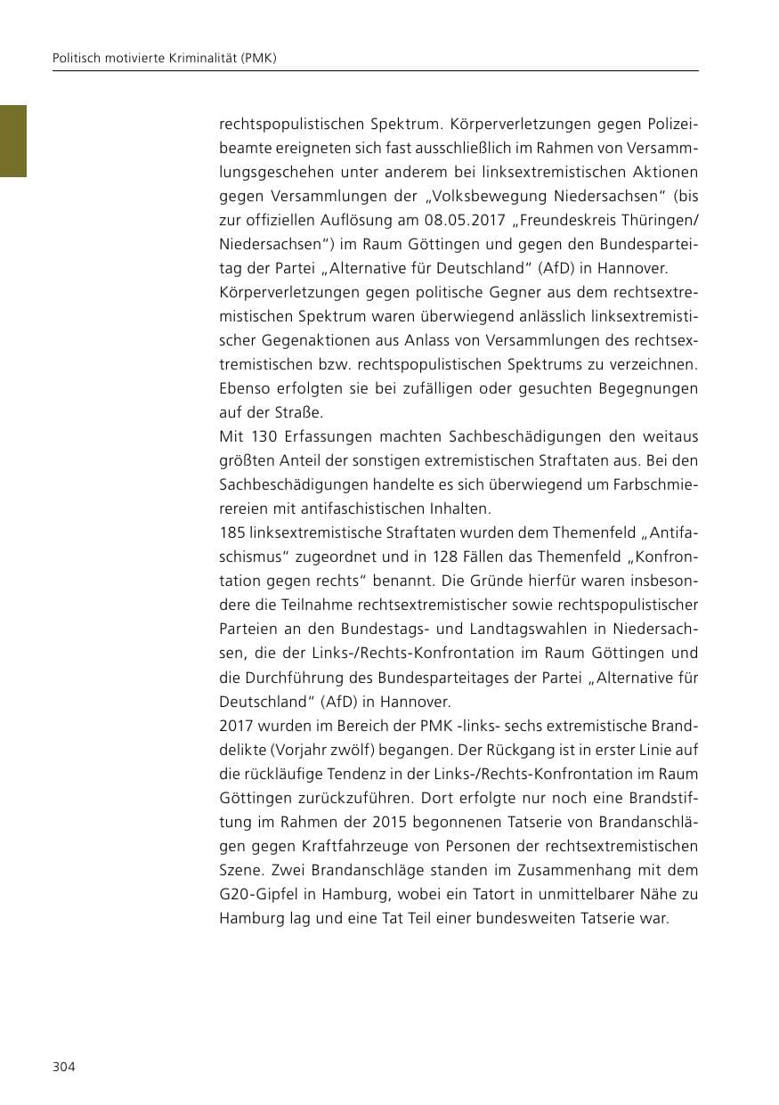 Seite 306 des Verfassungsschutzbericht 2017 Niedersachsen