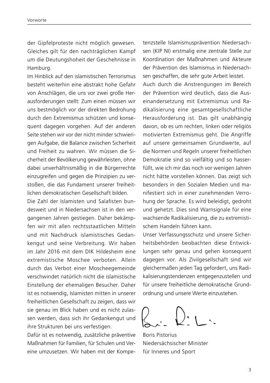 Seite 5 des Verfassungsschutzbericht 2017 Niedersachsen