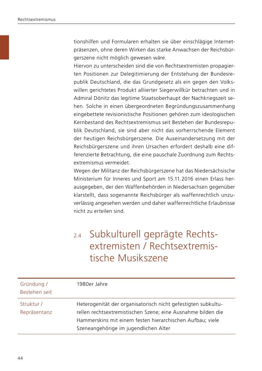Seite 46 des Verfassungsschutzbericht 2017 Niedersachsen