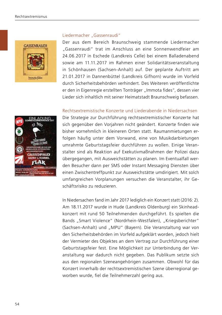 Seite 56 des Verfassungsschutzbericht 2017 Niedersachsen