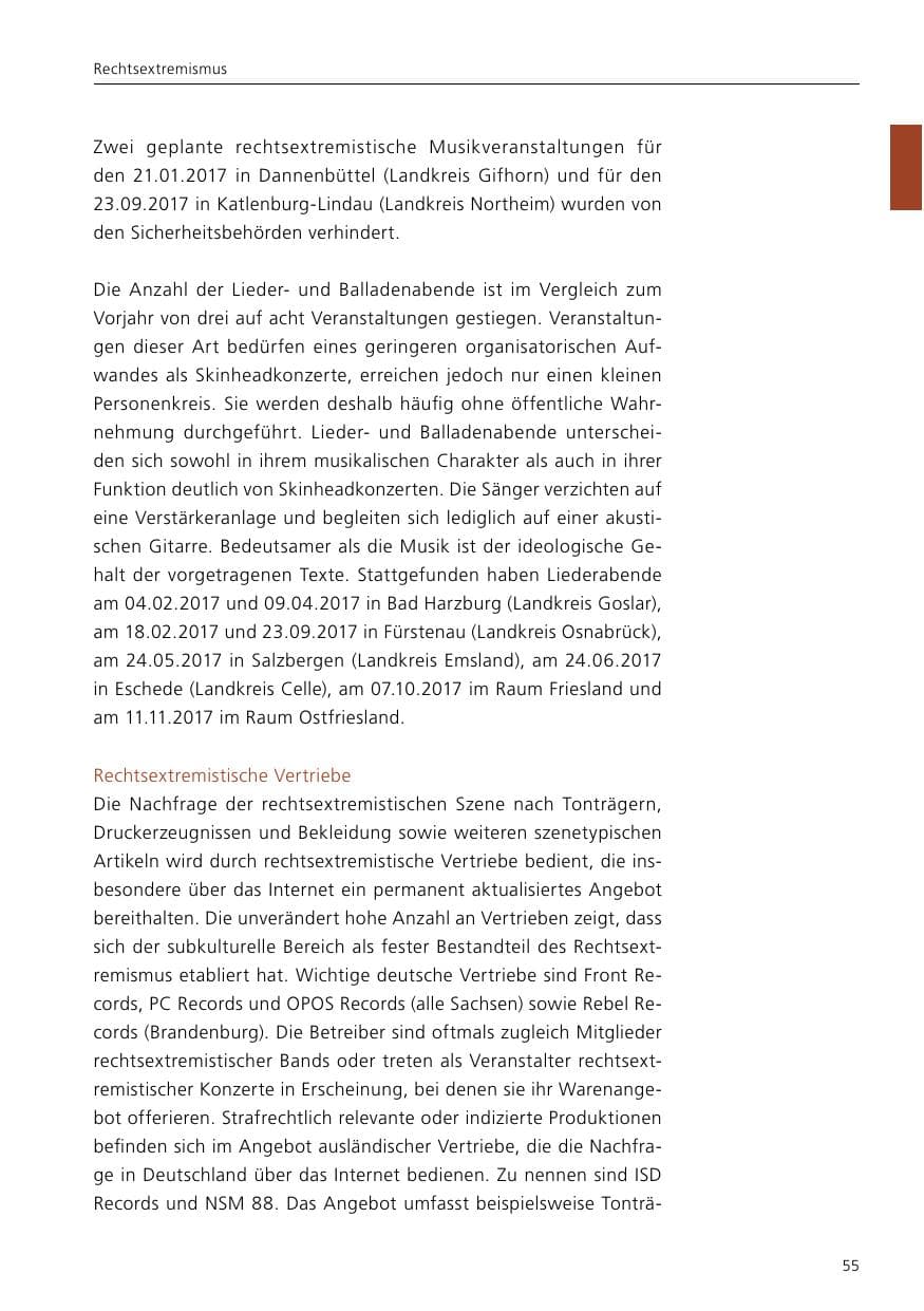 Seite 57 des Verfassungsschutzbericht 2017 Niedersachsen