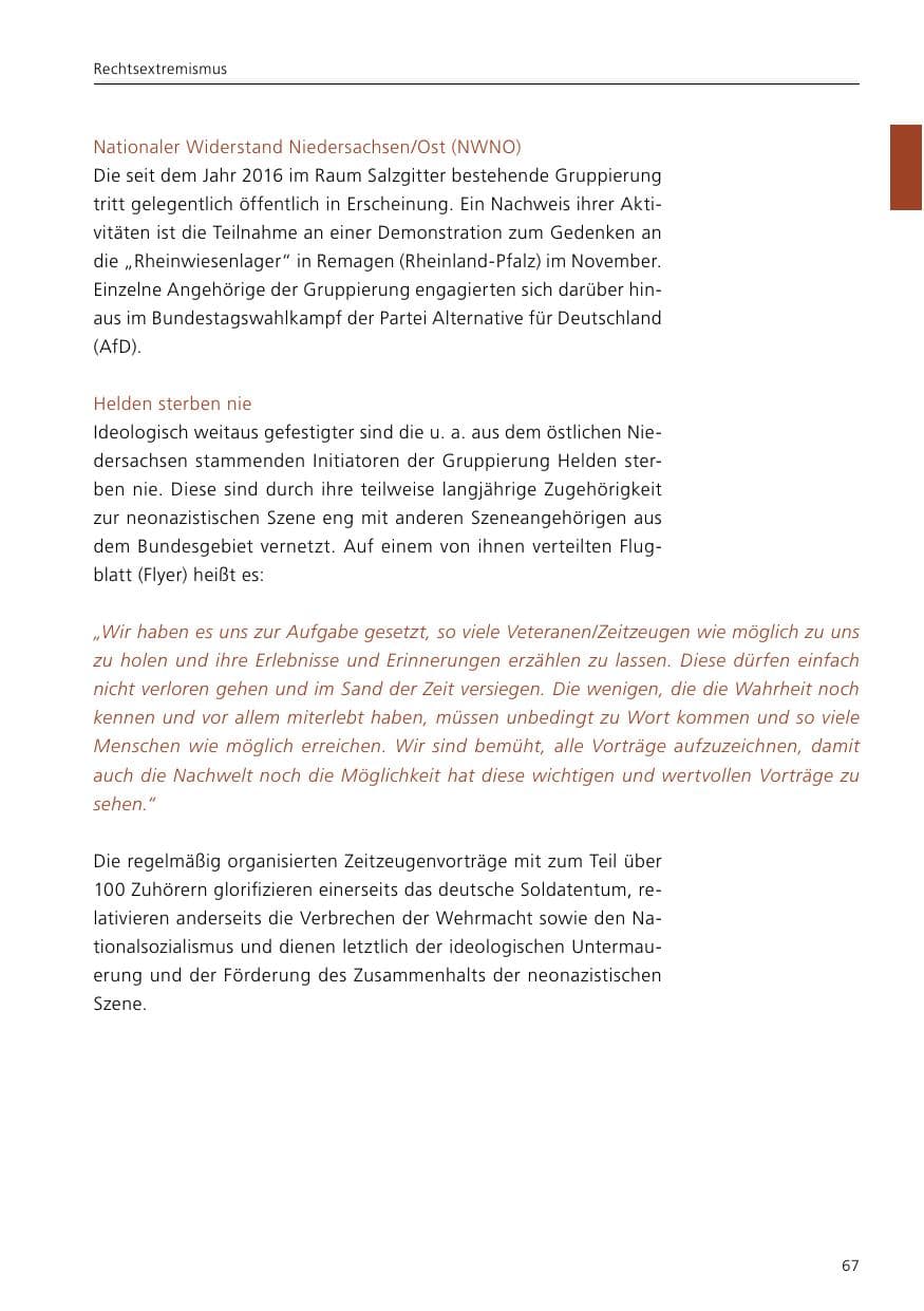 Seite 69 des Verfassungsschutzbericht 2017 Niedersachsen