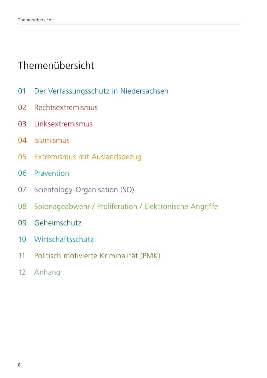 Seite 10 des Verfassungsschutzbericht 2017 Niedersachsen