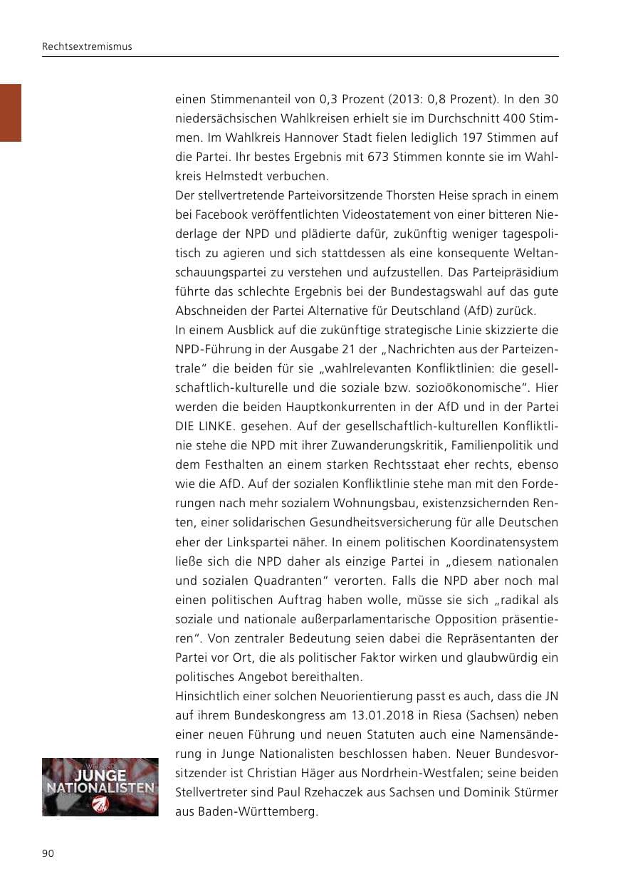 Seite 92 des Verfassungsschutzbericht 2017 Niedersachsen