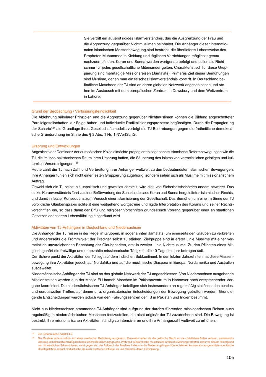 Seite 106 des Verfassungsschutzbericht 2018 Niedersachsen