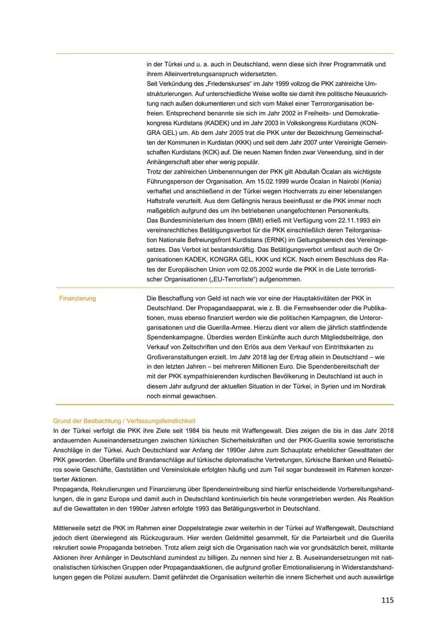 Seite 115 des Verfassungsschutzbericht 2018 Niedersachsen