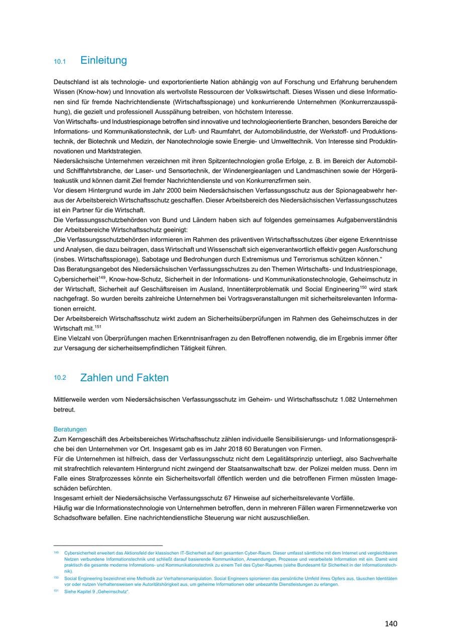 Seite 140 des Verfassungsschutzbericht 2018 Niedersachsen