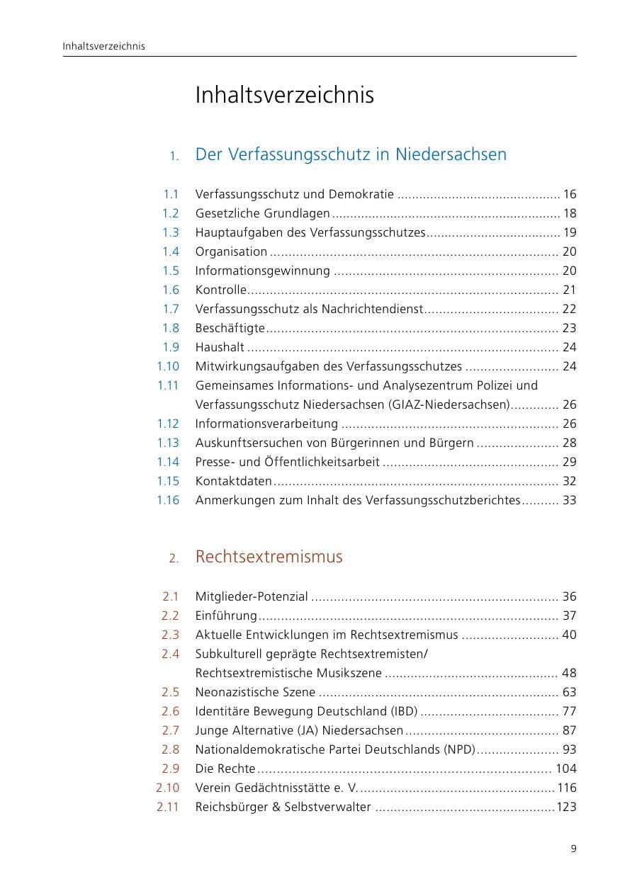 Seite 11 des Verfassungsschutzbericht 2019 Niedersachsen