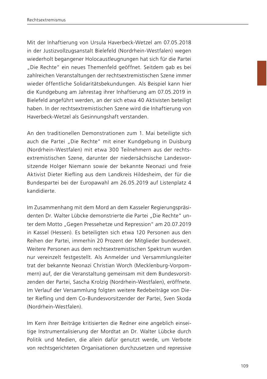 Seite 111 des Verfassungsschutzbericht 2019 Niedersachsen