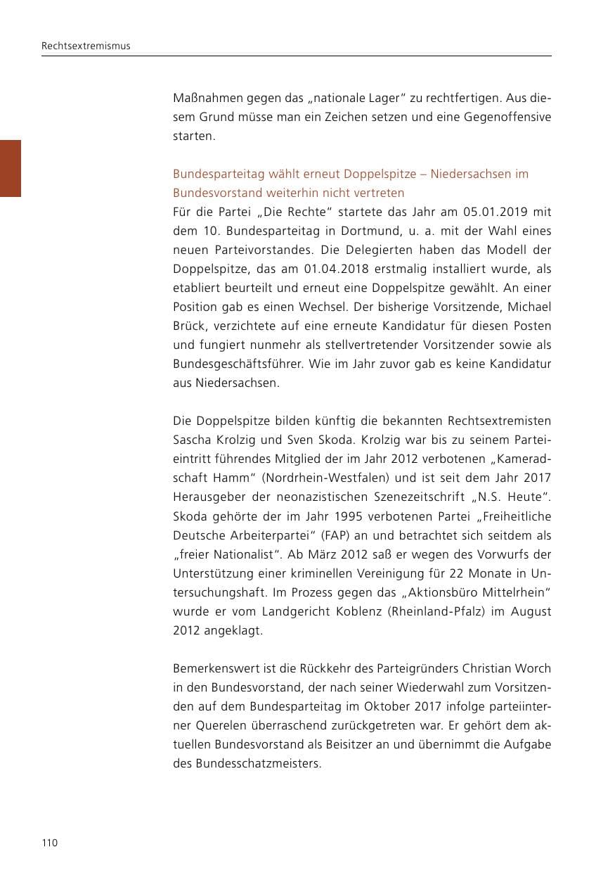 Seite 112 des Verfassungsschutzbericht 2019 Niedersachsen