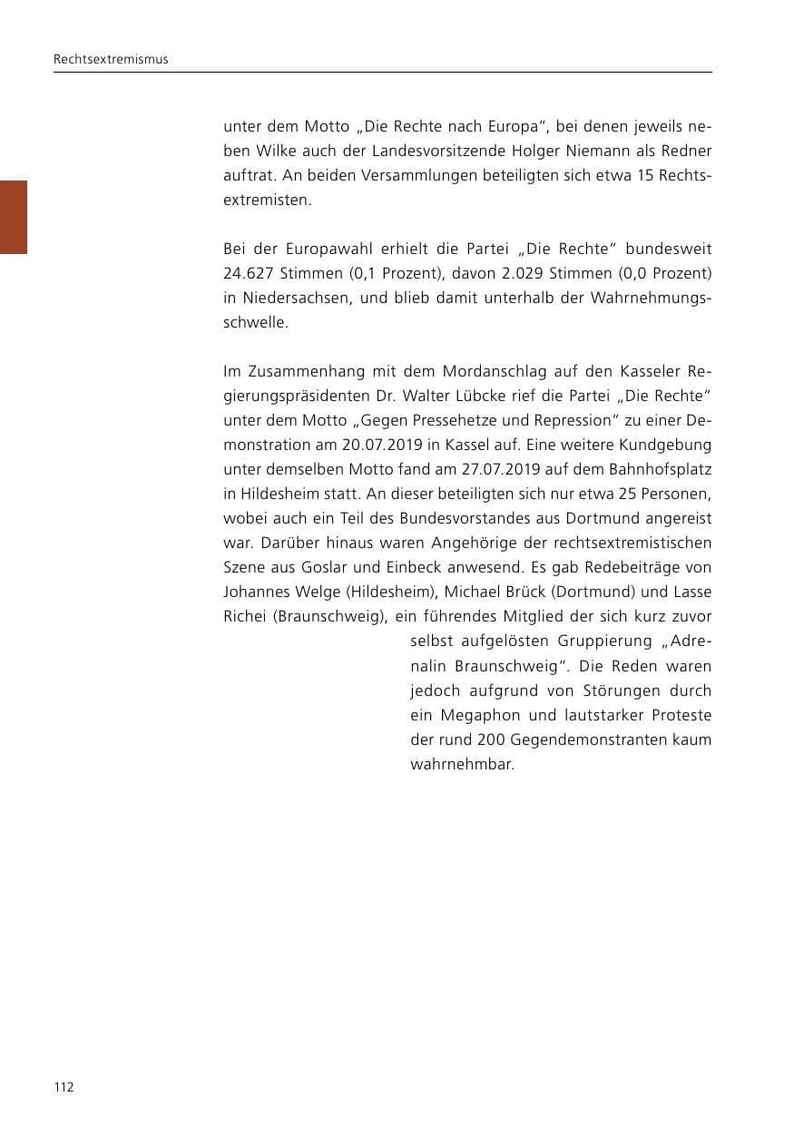 Seite 114 des Verfassungsschutzbericht 2019 Niedersachsen