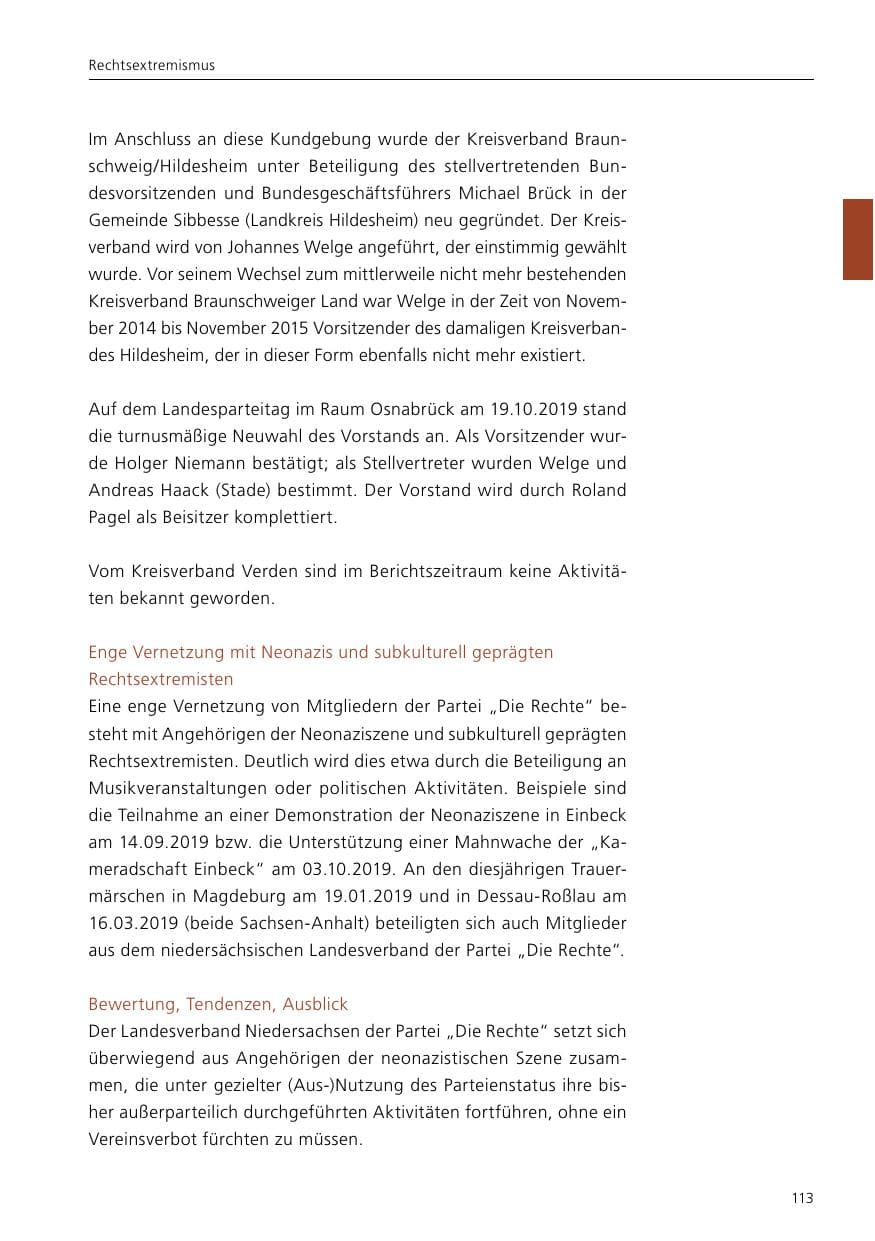 Seite 115 des Verfassungsschutzbericht 2019 Niedersachsen