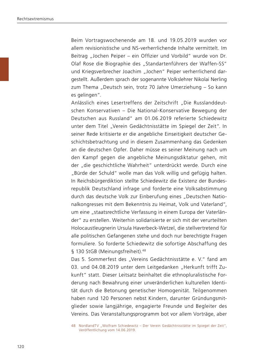 Seite 122 des Verfassungsschutzbericht 2019 Niedersachsen