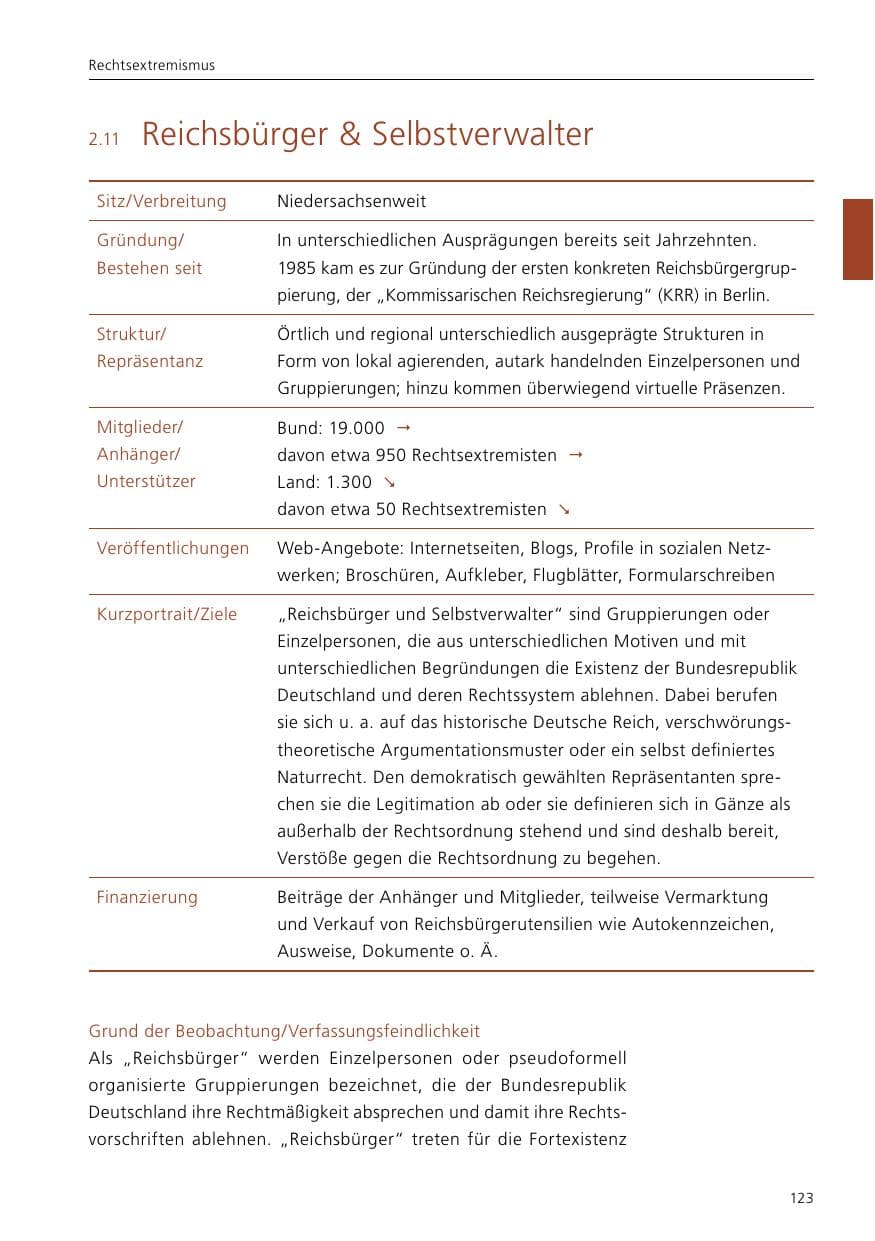 Seite 125 des Verfassungsschutzbericht 2019 Niedersachsen